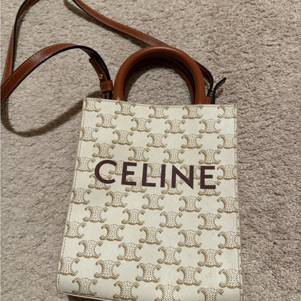 Celine MINI VERTICAL CABAS IN TRIOMPHE CANVAS WITH CELINE PRINT
